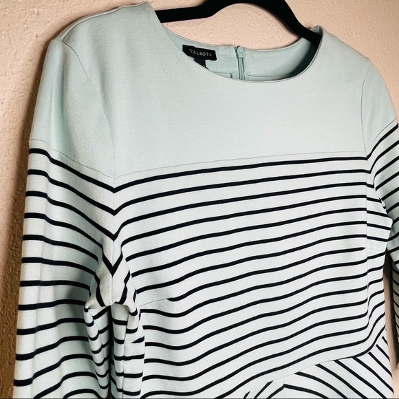 Talbots Striped 3/4 Sleeve Peplum Top Black/Blue M - Picture 4 of 13